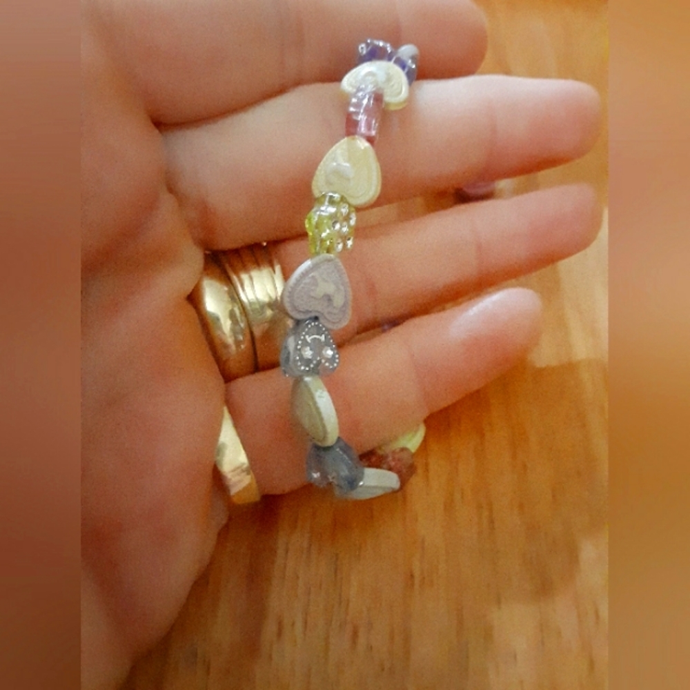 Handmade vintage heart bead bracelet